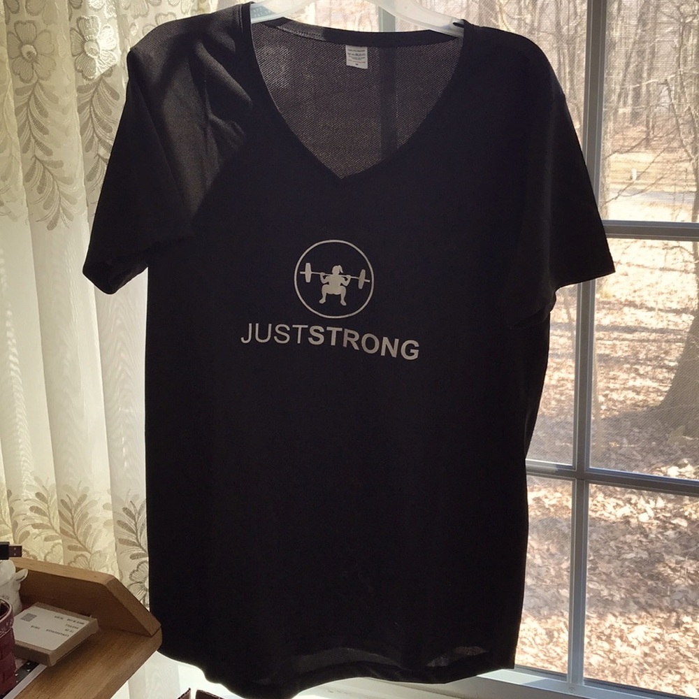 JUSTSTRONG Women’s Black Muscle Tee - V-Neck